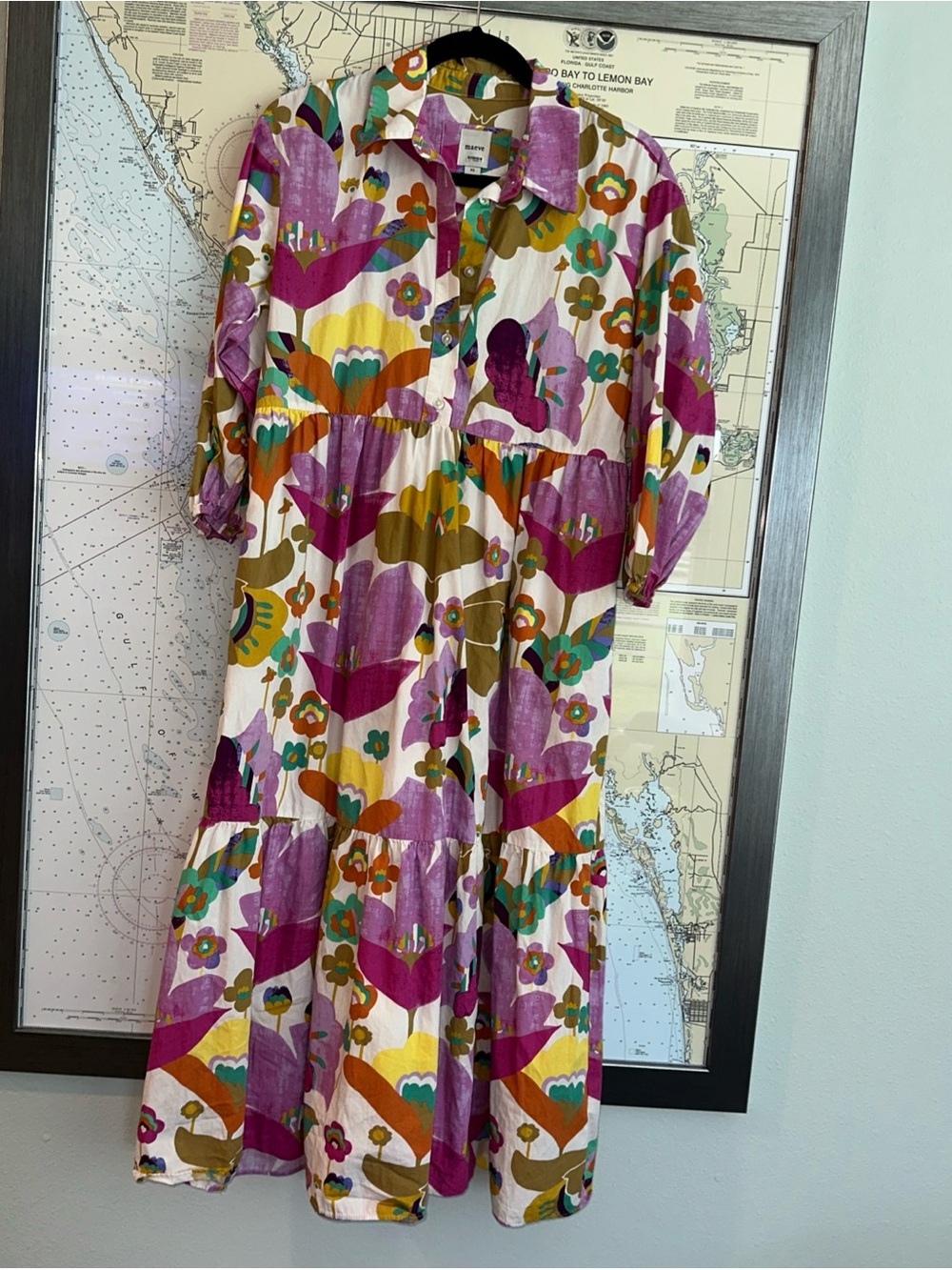 Anthropologie Maeve Bettina Purple Multi Floral Tiered Maxi Dress